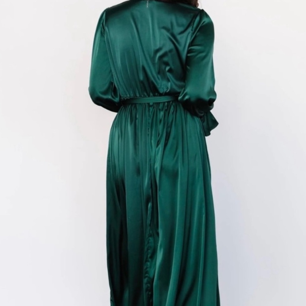 Baltic Born Holly Satin Maxi Dress Emerald Green Small - Picture 3 of 9